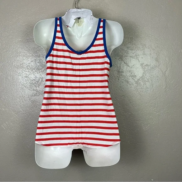 Gap women navy blue white red striped tank top size M - Picture 5 of 10